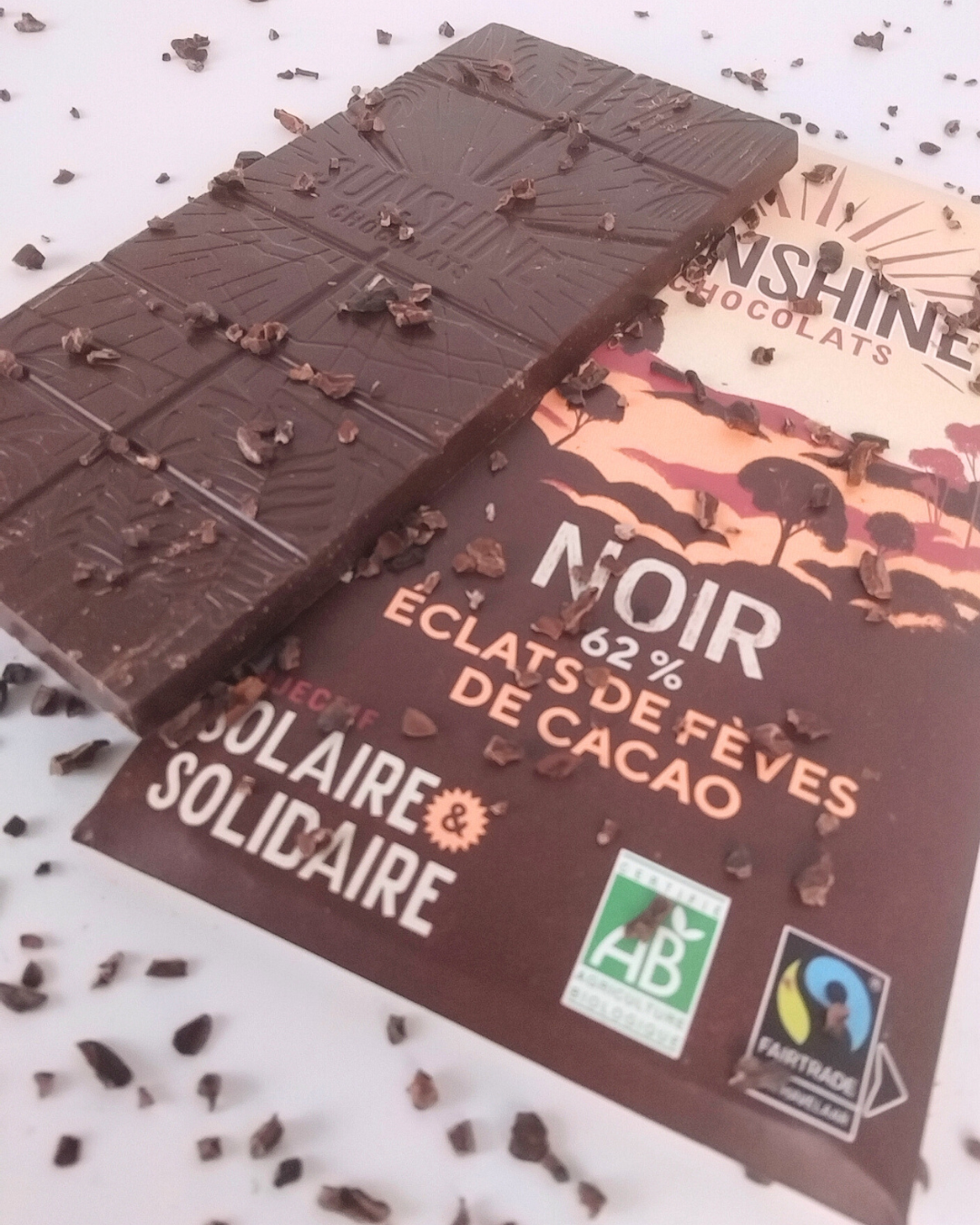 Noir 70% éclats de fèves de cacao