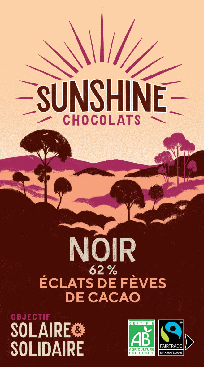 Noir 62% éclats de fèves de cacao