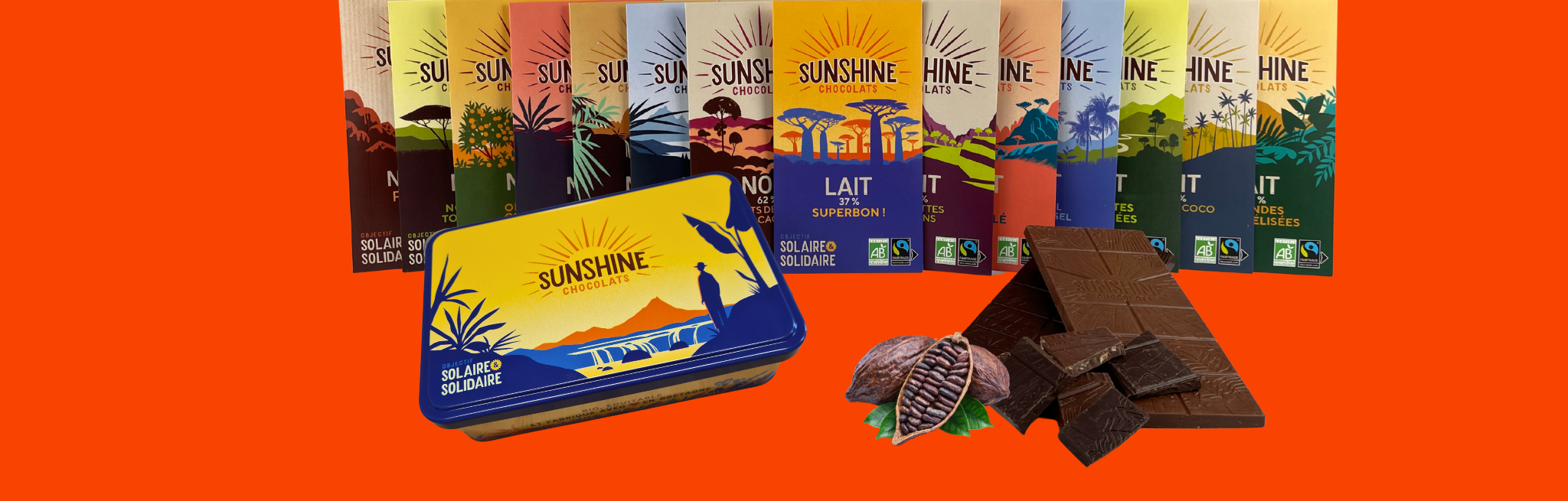 tablettes et boites a vrac sunshine chocolats bio et equitable toute la gamme