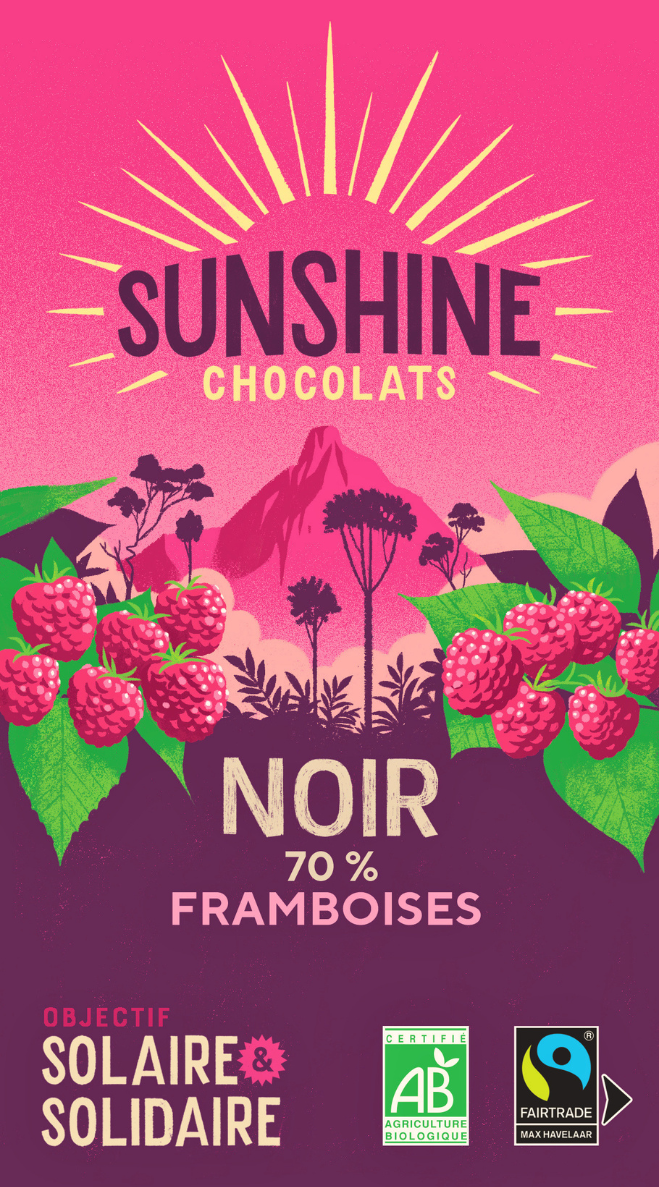 NOUVEAU : Noir 70% framboises