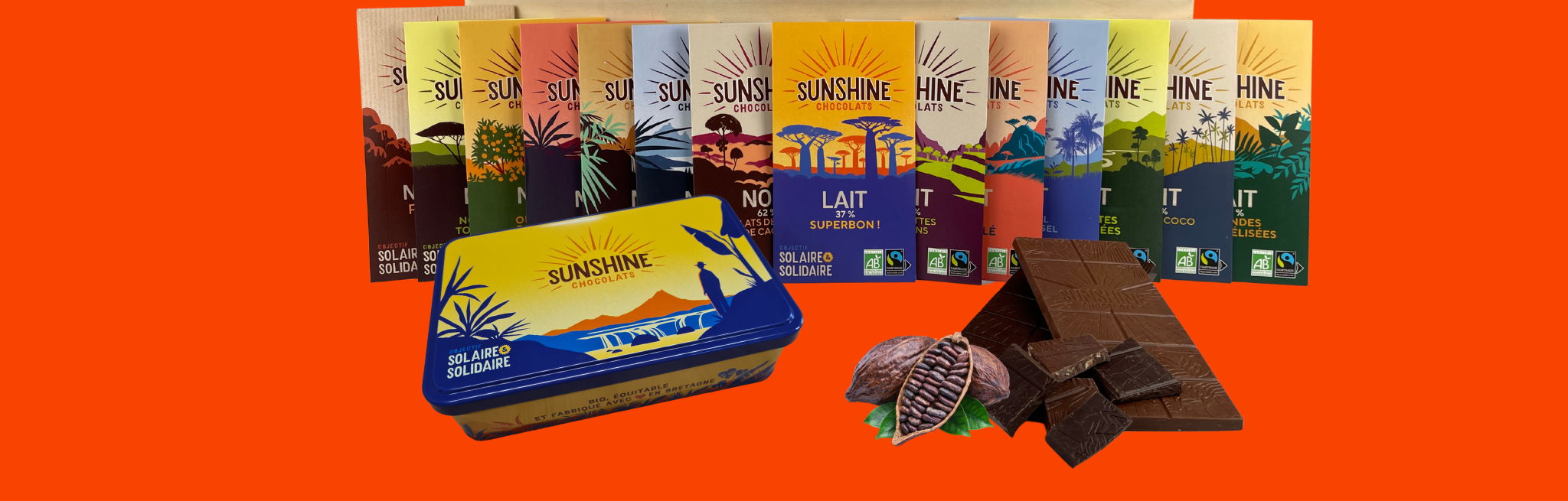tablettes et boites a vrac sunshine chocolats bio et equitable toute la gamme
