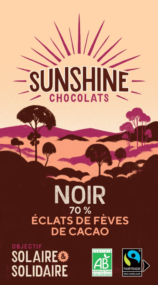 tablette chocolat noir 70% éclats de fèves